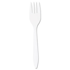 Dart® Style Setter Mediumweight Plastic Forks, White, 1000/Carton