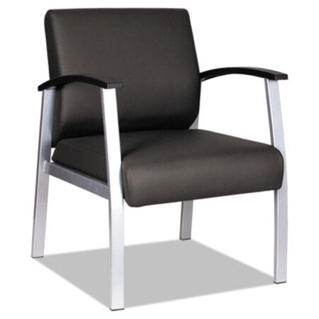 Alera® Alera metaLounge Series Mid-Back Guest Chair, 24.60'' x 26.96'' x 33.46'', Black Seat/Black Back, Silver Base