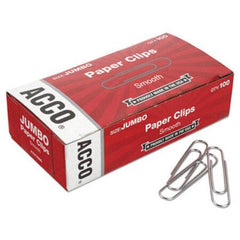 Acco Paper Clips, Jumbo, Silver, 1,000/Pack