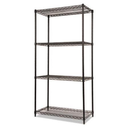 Alera® NSF Certified Industrial 4-Shelf Wire Shelving Kit, 36w x 18d x 72h, Black