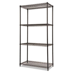 Alera® NSF Certified Industrial 4-Shelf Wire Shelving Kit, 36w x 18d x 72h, Black