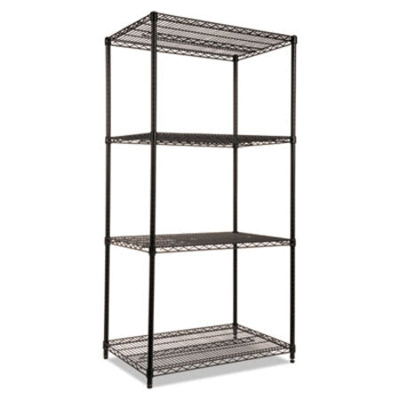 Alera® NSF Certified Industrial 4-Shelf Wire Shelving Kit, 36w x 24d x 72h, Black