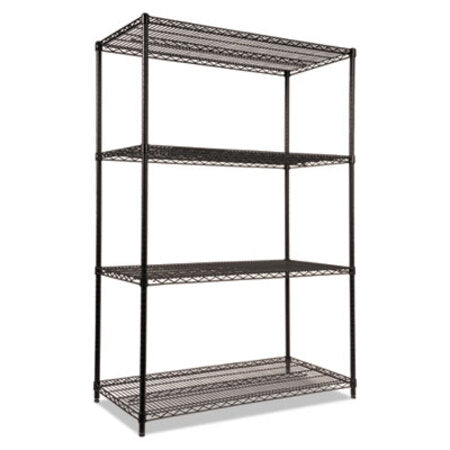 Alera® NSF Certified Industrial 4-Shelf Wire Shelving Kit, 48w x 24d x 72h, Black