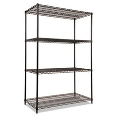 Alera® NSF Certified Industrial 4-Shelf Wire Shelving Kit, 48w x 24d x 72h, Black