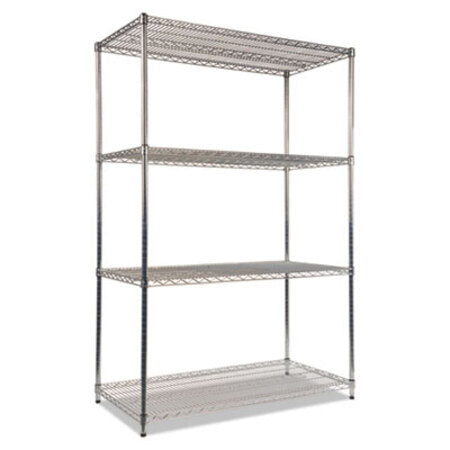 Alera® NSF Certified Industrial 4-Shelf Wire Shelving Kit, 48w x 24d x 72h, Silver