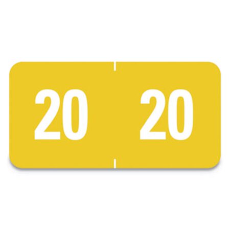 Smead® Yearly End Tab File Folder Labels, 20, 0.5 x 1, Yellow, 25/Sheet, 10 Sheets/Pack