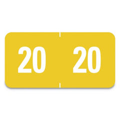 Smead® Yearly End Tab File Folder Labels, 20, 0.5 x 1, Yellow, 25/Sheet, 10 Sheets/Pack