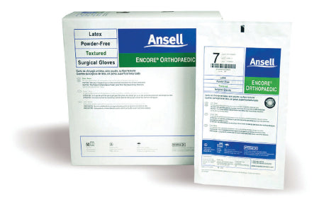 Ansell Surgical Glove ENCORE® Orthopaedic Size 6.5 Sterile Pair Latex Extended Cuff Length Fully Textured Brown Chemo Tested - M-319508-2894 - Box of 50