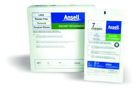 Ansell Surgical Glove ENCORE® Orthopaedic Size 7 Sterile Pair Latex Extended Cuff Length Fully Textured Brown Chemo Tested - M-319509-1233 - Box of 50