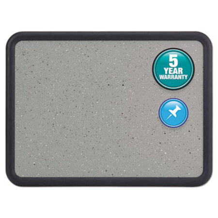 Quartet® Contour Granite Gray Tack Board, 48 x 36, Black Frame