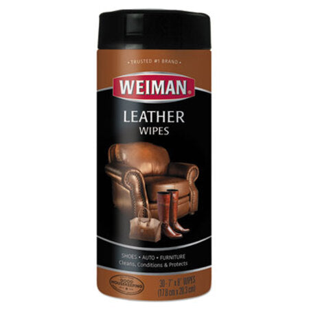 Weiman® Leather Wipes, 7 x 8, 30/Canister