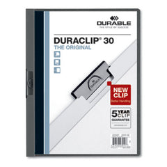 Durable® Vinyl DuraClip Report Cover, Letter, Holds 30 Pages, Clear/Graphite, 25/Box