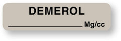 United Ad Label Drug Label UAL™ Anesthesia Label Demerol_mg/cc Gray 5/16 X 1-1/4 Inch - M-321074-1877 - Roll of 1