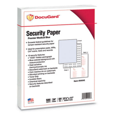 DocuGard™ Medical Security Papers, 24lb, 8.5 x 11, Blue, 500/Ream