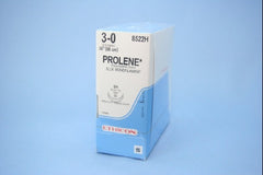 Suture with Needle Prolene Nonabsorbable Uncoated Blue Suture Monofilament Polypropylene Suture Size 3 - 0 36 Inch Suture Double-Armed 26 mm Length 1/2 Circle Taper Point Needle