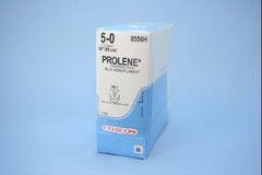 Suture with Needle Prolene Nonabsorbable Uncoated Blue Suture Monofilament Polypropylene Suture Size 5 - 0 36 Inch Suture Double-Armed 17 mm Length 1/2 Circle Taper Point Needle