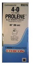 Suture with Needle Prolene Nonabsorbable Uncoated Blue Suture Monofilament Polypropylene Suture Size 4 - 0 36 Inch Suture Double-Armed 17 mm Length 1/2 Circle Taper Point Needle