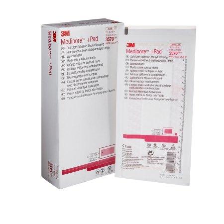 3M Adhesive Dressing 3M™ Medipore™ 3-1/2 X 8 Inch Soft Cloth Rectangle White Sterile