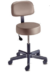 The Brewer Company Exam Stool Backrest Pneumatic Height Adjustment 5 Casters Black