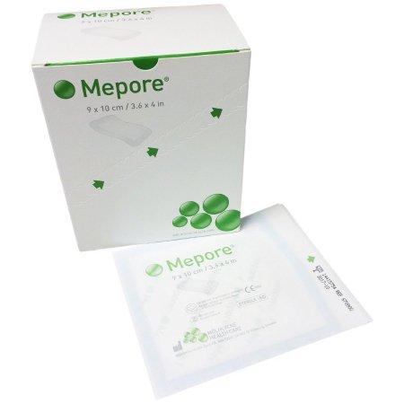 Molnlycke Adhesive Dressing Mepore® 3-3/5 X 4 Inch Nonwoven Spunlace Polyester Rectangle White Sterile