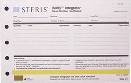 Steris Sterilization Load Record Card Verify™ Steam