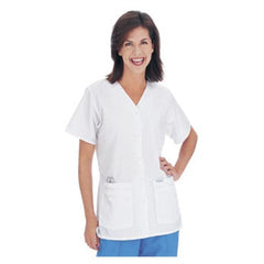 Landau Uniforms Scrub Shirt X-Small White 4 Pockets Short Sleeve Female - M-999309-320 - Each