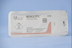J & J Healthcare Systems Suture with Needle Monocryl™ Absorbable Uncoated Violet Suture Monofilament Poliglecaprone Size 3 - 0 27 Inch Suture 1-Needle 26 mm Length 1/2 Circle Taper Point Needle