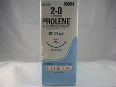 Suture with Needle Prolene Nonabsorbable Uncoated Blue Suture Monofilament Polypropylene Suture Size 2 - 0 30 Inch Suture 1-Needle 36 mm Length 3/8 Circle Reverse Cutting Needle