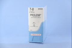 Suture with Needle Prolene Nonabsorbable Uncoated Blue Suture Monofilament Polypropylene Suture Size 7 - 0 18 Inch Suture Double-Armed 9.3 mm Length 3/8 Circle Taper Point Needle