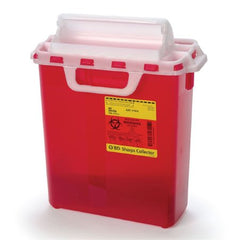 Becton Dickinson Sharps Container BD™ 16-3/5 H X 10-7/10 W X 6 D Inch 3 Gallon Red Base / Pearl Lid Horizontal Entry Counter Balanced Door Lid - M-328286-2069 - Case of 10