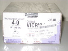 Suture with Needle Coated Vicryl Absorbable Coated Undyed Suture Braided Polyglactin 910 Size 4 - 0 18 Inch Suture 1-Needle 17 mm Length 1/2 Circle Taper Point Needle