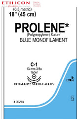Suture with Needle Prolene Nonabsorbable Uncoated Blue Suture Monofilament Polypropylene Suture Size 7 - 0 18 Inch Suture Double-Armed 12 mm Length 3/8 Circle Taper Point Needle