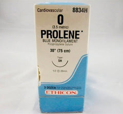 Suture with Needle Prolene Nonabsorbable Uncoated Blue Suture Monofilament Polypropylene Suture Size 0 30 Inch Suture 1-Needle 26 mm Length 1/2 Circle Taper Point Needle