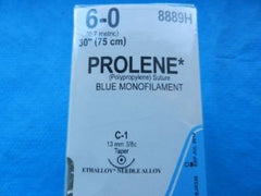 Suture with Needle Prolene Nonabsorbable Uncoated Blue Suture Monofilament Polypropylene Suture Size 6 - 0 30 Inch Suture 1-Needle 12 mm Length 3/8 Circle Taper Point Needle