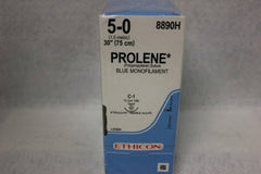 Suture with Needle Prolene Nonabsorbable Uncoated Blue Suture Monofilament Polypropylene Suture Size 5 - 0 30 Inch Suture 1-Needle 12 mm Length 3/8 Circle Taper Point Needle