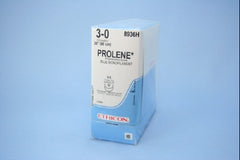 Suture with Needle Prolene Nonabsorbable Uncoated Blue Suture Monofilament Polypropylene Suture Size 3 - 0 36 Inch Suture Double-Armed 17 mm Length 1/2 Circle Taper Cut Needle