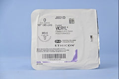 Suture with Needle Coated Vicryl Absorbable Coated Violet Suture Braided Polyglactin 910 Size 0 18 Inch Suture 1-Needle 31 mm Length 1/2 Circle Taper Point Needle