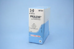 Suture with Needle Prolene Nonabsorbable Uncoated Blue Suture Monofilament Polypropylene Suture Size 3 - 0 36 Inch Suture Double-Armed 26 mm Length 1/2 Circle Taper Cut Needle