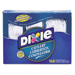 Dixie® Combo Pack, Tray with White Plastic Utensils, 56 Forks, 56 Knives, 56 Spoons