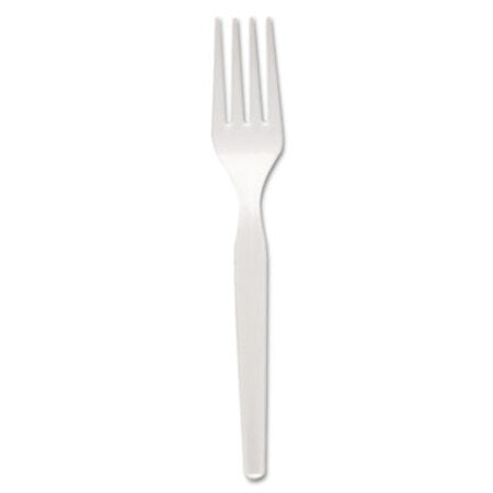 Dixie® Plastic Cutlery, Heavy Mediumweight Forks, White, 1,000/Carton
