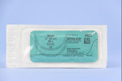 Suture with Needle Mersilene Nonabsorbable Uncoated White Suture Braided Polyester Size 5 - 0 12 Inch Suture Double-Armed 65 mm Length 1/2 Circle Blunt Point Needle