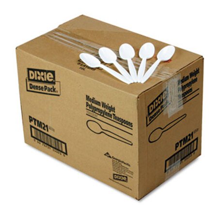 Dixie® Plastic Cutlery, Mediumweight Teaspoons, White, 1,000/Carton