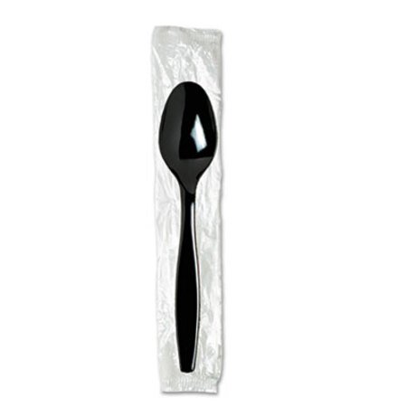 Dixie® Individually Wrapped Teaspoons, Plastic, Black 1,000/Carton