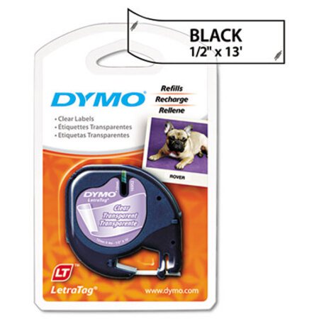 Dymo® LetraTag Plastic Label Tape Cassette, 0.5" x 13 ft, Clear