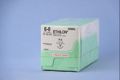 Suture with Needle Ethilon Nonabsorbable Uncoated Green Suture Monofilament Nylon Size 6 - 0 18 Inch Suture 1-Needle 13 mm Length 3/8 Circle Reverse Cutting Needle