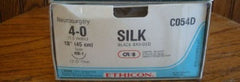 Suture with Needle Perma-Hand Nonabsorbable Coated Black Suture Braided Silk Size 4 - 0 18 Inch Suture 1-Needle 17 mm Length 1/2 Circle Taper Point Needle
