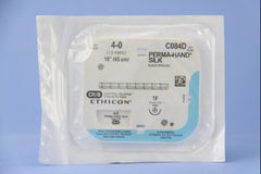 Suture with Needle Perma-Hand Nonabsorbable Coated Black Suture Braided Silk Size 4 - 0 18 Inch Suture 1-Needle 13 mm Length 1/2 Circle Taper Point Needle