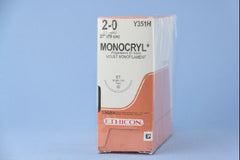 Suture with Needle Monocryl Absorbable Uncoated Violet Suture Monofilament Poliglecaprone Size 2 - 0 27 Inch Suture 1-Needle 40 mm Length 1/2 Circle Taper Point Needle