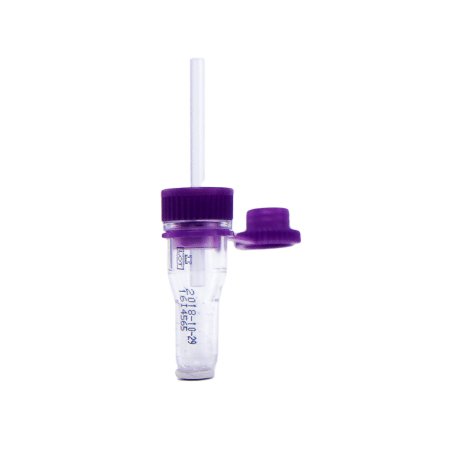 Ram Scientific Safe-T-Fill® Capillary Blood Collection Tube Whole Blood Tube K2 EDTA Additive 1.1 mm Diameter 125 µL Purple Pierceable Attached Cap Plastic Tube