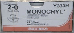 J & J Healthcare Systems Suture with Needle Monocryl™ Absorbable Uncoated Violet Suture Monofilament Poliglecaprone Size 2 - 0 27 Inch Suture 1-Needle 26 mm Length 1/2 Circle Taper Point Needle